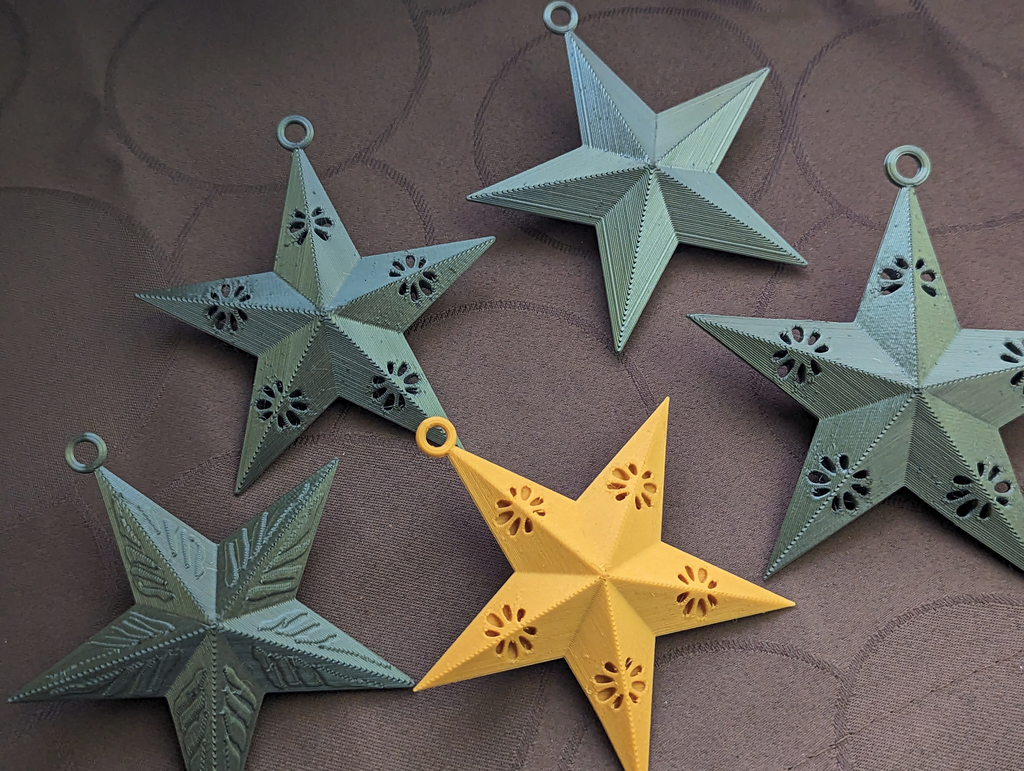 Xmas star decorations - pack of 5